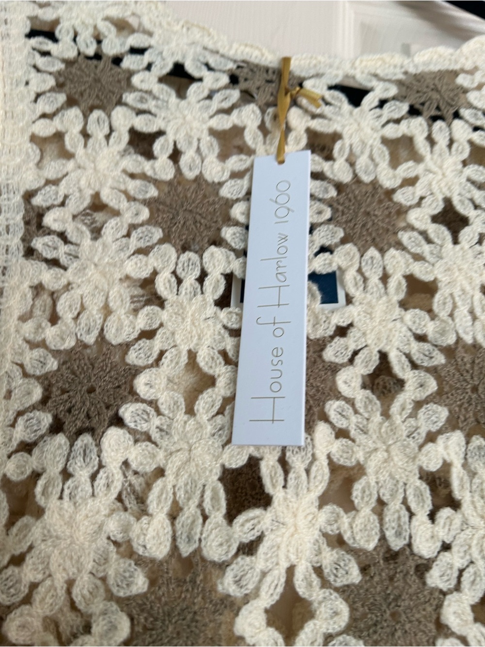 House of Harlow 1960 Cream Crochet Fringe Cropped Top - Picture 4 of 4